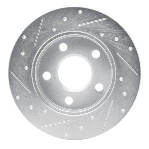 Buick ALLURE Brake Rotor (1) - Rear Right - R1 Concepts - Drilled & Slotted - Silver - `04-`16